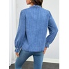 image:imageSidefeel Womens Ruffle Button Down Denim Shirts  Frilled Neckline and CuffPuff Long SleeveStand CollarRelaxed FitLightweight Fall OutfitJean Blouse TopLight Blue