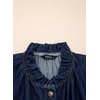 image:imageSidefeel Womens Ruffle Button Down Denim Shirts  Frilled Neckline and CuffPuff Long SleeveStand CollarRelaxed FitLightweight Fall OutfitJean Blouse TopBluing
