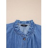 image:imageSidefeel Womens Ruffle Button Down Denim Shirts  Frilled Neckline and CuffPuff Long SleeveStand CollarRelaxed FitLightweight Fall OutfitJean Blouse TopLight Blue