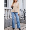 image:imageSidefeel Womens Ruffle Cropped Cardigan Sweaters  Button Down Open Front Classic Crewneck Frill Trim Relaxed Fit Soft Cozy Cardigans Versatile Knit Sweater Fall OutfitsJet Stream