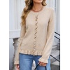 image:imageSidefeel Womens Ruffle Cropped Cardigan Sweaters  Button Down Open Front Classic Crewneck Frill Trim Relaxed Fit Soft Cozy Cardigans Versatile Knit Sweater Fall OutfitsJet Stream