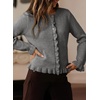 image:imageSidefeel Womens Ruffle Cropped Cardigan Sweaters  Button Down Open Front Classic Crewneck Frill Trim Relaxed Fit Soft Cozy Cardigans Versatile Knit Sweater Fall OutfitsMedium Grey