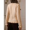 image:imageSidefeel Womens Ruffle Cropped Cardigan Sweaters  Button Down Open Front Classic Crewneck Frill Trim Relaxed Fit Soft Cozy Cardigans Versatile Knit Sweater Fall OutfitsApricot Pink
