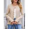 image:imageSidefeel Womens Ruffle Cropped Cardigan Sweaters  Button Down Open Front Classic Crewneck Frill Trim Relaxed Fit Soft Cozy Cardigans Versatile Knit Sweater Fall OutfitsJet Stream