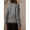 image:imageSidefeel Womens Ruffle Cropped Cardigan Sweaters  Button Down Open Front Classic Crewneck Frill Trim Relaxed Fit Soft Cozy Cardigans Versatile Knit Sweater Fall OutfitsMedium Grey