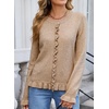image:imageSidefeel Womens Ruffle Cropped Cardigan Sweaters  Button Down Open Front Classic Crewneck Frill Trim Relaxed Fit Soft Cozy Cardigans Versatile Knit Sweater Fall OutfitsDark Khaki