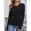 image:imageSidefeel Womens Ruffle Cropped Cardigan Sweaters  Button Down Open Front Classic Crewneck Frill Trim Relaxed Fit Soft Cozy Cardigans Versatile Knit Sweater Fall OutfitsBlack