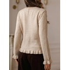 image:imageSidefeel Womens Ruffle Cropped Cardigan Sweaters  Button Down Open Front Classic Crewneck Frill Trim Relaxed Fit Soft Cozy Cardigans Versatile Knit Sweater Fall OutfitsJet Stream