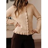 image:imageSidefeel Womens Ruffle Cropped Cardigan Sweaters  Button Down Open Front Classic Crewneck Frill Trim Relaxed Fit Soft Cozy Cardigans Versatile Knit Sweater Fall OutfitsApricot Pink