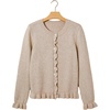 image:imageSidefeel Womens Ruffle Cropped Cardigan Sweaters  Button Down Open Front Classic Crewneck Frill Trim Relaxed Fit Soft Cozy Cardigans Versatile Knit Sweater Fall OutfitsJet Stream