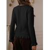 image:imageSidefeel Womens Ruffle Cropped Cardigan Sweaters  Button Down Open Front Classic Crewneck Frill Trim Relaxed Fit Soft Cozy Cardigans Versatile Knit Sweater Fall OutfitsBlack
