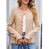 image:imageSidefeel Womens Ruffle Cropped Cardigan Sweaters  Button Down Open Front Classic Crewneck Frill Trim Relaxed Fit Soft Cozy Cardigans Versatile Knit Sweater Fall OutfitsApricot Pink