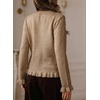 image:imageSidefeel Womens Ruffle Cropped Cardigan Sweaters  Button Down Open Front Classic Crewneck Frill Trim Relaxed Fit Soft Cozy Cardigans Versatile Knit Sweater Fall OutfitsDark Khaki