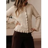 image:imageSidefeel Womens Ruffle Cropped Cardigan Sweaters  Button Down Open Front Classic Crewneck Frill Trim Relaxed Fit Soft Cozy Cardigans Versatile Knit Sweater Fall OutfitsJet Stream