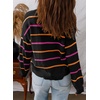 image:imageSidefeel Womens Striped Cropped Cardigan Sweaters  V Neck Button Down Front Versatile Layering Top Lightweight Knit Cute Sweater Coat Office WearBlack