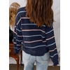 image:imageSidefeel Womens Striped Cropped Cardigan Sweaters  V Neck Button Down Front Versatile Layering Top Lightweight Knit Cute Sweater Coat Office WearBlue