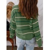 image:imageSidefeel Womens Striped Cropped Cardigan Sweaters  V Neck Button Down Front Versatile Layering Top Lightweight Knit Cute Sweater Coat Office WearGreen