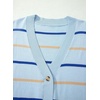 image:imageSidefeel Womens Striped Cropped Cardigan Sweaters  V Neck Button Down Front Versatile Layering Top Lightweight Knit Cute Sweater Coat Office WearMist Blue