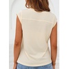 image:imageSidefeel Womens Tops Casual V Neck Cap Sleeve Summer T Shirts Trendy Patchwork Loose Fit Basic Tees BlousesApricot