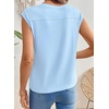 image:imageSidefeel Womens Tops Casual V Neck Cap Sleeve Summer T Shirts Trendy Patchwork Loose Fit Basic Tees BlousesLight Blue