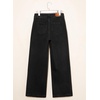 image:imageSidefeel Womens Wide Leg Jeans Baggy High Waisted Stretchy Trendy Front Seam Drawstring Denim Sweatpants with Slant PocketsBlack