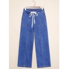 image:imageSidefeel Womens Wide Leg Jeans Baggy High Waisted Stretchy Trendy Front Seam Drawstring Denim Sweatpants with Slant PocketsBlue