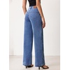 image:imageSidefeel Womens Wide Leg Jeans Baggy High Waisted Stretchy Trendy Front Seam Drawstring Denim Sweatpants with Slant PocketsLight Blue