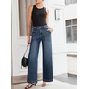 image:imageSidefeel Womens Wide Leg Jeans High Waisted Baggy Denim Pants  Soft Stretchy Jeans Full Length Large Practical Pockets Casual Relaxed Fit High Rise All Season Versatile PantsReal Teal