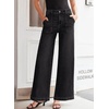 image:imageSidefeel Womens Wide Leg Jeans High Waisted Baggy Denim Pants  Soft Stretchy Jeans Full Length Large Practical Pockets Casual Relaxed Fit High Rise All Season Versatile PantsBlack