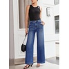 image:imageSidefeel Womens Wide Leg Jeans High Waisted Baggy Denim Pants  Soft Stretchy Jeans Full Length Large Practical Pockets Casual Relaxed Fit High Rise All Season Versatile PantsDark Blue