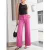 image:imageSidefeel Womens Wide Leg Jeans High Waisted Baggy Denim Pants  Soft Stretchy Jeans Full Length Large Practical Pockets Casual Relaxed Fit High Rise All Season Versatile PantsRose Red