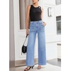 image:imageSidefeel Womens Wide Leg Jeans High Waisted Baggy Denim Pants  Soft Stretchy Jeans Full Length Large Practical Pockets Casual Relaxed Fit High Rise All Season Versatile PantsIceland Blue