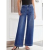 image:imageSidefeel Womens Wide Leg Jeans High Waisted Baggy Denim Pants  Soft Stretchy Jeans Full Length Large Practical Pockets Casual Relaxed Fit High Rise All Season Versatile PantsDark Blue