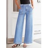 image:imageSidefeel Womens Wide Leg Jeans High Waisted Baggy Denim Pants  Soft Stretchy Jeans Full Length Large Practical Pockets Casual Relaxed Fit High Rise All Season Versatile PantsIceland Blue