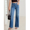 image:imageSidefeel Womens Wide Leg Jeans High Waisted Denim Pants  Double Button WaistbandTummy ControlFront Patch PocketsFull LengthHigh RiseStretchy FabricCasaul Daily WearDark Blue