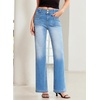 image:imageSidefeel Womens Wide Leg Jeans High Waisted Denim Pants  Double Button WaistbandTummy ControlFront Patch PocketsFull LengthHigh RiseStretchy FabricCasaul Daily WearIceland Blue