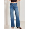 image:imageSidefeel Womens Wide Leg Jeans High Waisted Denim Pants  Double Button WaistbandTummy ControlFront Patch PocketsFull LengthHigh RiseStretchy FabricCasaul Daily WearDark Blue