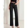 image:imageSidefeel Womens Wide Leg Jeans High Waisted Denim Pants  Double Button WaistbandTummy ControlFront Patch PocketsFull LengthHigh RiseStretchy FabricCasaul Daily WearDeep Black