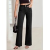 image:imageSidefeel Womens Wide Leg Jeans High Waisted Denim Pants  Double Button WaistbandTummy ControlFront Patch PocketsFull LengthHigh RiseStretchy FabricCasaul Daily WearDeep Black
