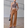 image:imageSidefeel Womens Wide Leg Jeans High Waisted Stretchy Baggy Denim PantsBrown