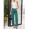 image:imageSidefeel Womens Wide Leg Jeans High Waisted Stretchy Denim Pants  Raw Hem Zimbaplatinum Side Seam Full Length Baggy Jeans Boyfriend Fit Trendy Fashion ClothingLake Green