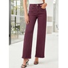 image:imageSidefeel Womens Wide Leg Jeans High Waisted Stretchy Denim Pants  Raw Hem Zimbaplatinum Side Seam Full Length Baggy Jeans Boyfriend Fit Trendy Fashion ClothingBurgundy
