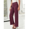 image:imageSidefeel Womens Wide Leg Jeans High Waisted Stretchy Denim Pants  Raw Hem Zimbaplatinum Side Seam Full Length Baggy Jeans Boyfriend Fit Trendy Fashion ClothingBurgundy