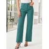 image:imageSidefeel Womens Wide Leg Jeans High Waisted Stretchy Denim Pants  Raw Hem Zimbaplatinum Side Seam Full Length Baggy Jeans Boyfriend Fit Trendy Fashion ClothingLake Green