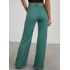 image:imageSidefeel Womens Wide Leg Jeans High Waisted Stretchy Denim Pants  Raw Hem Zimbaplatinum Side Seam Full Length Baggy Jeans Boyfriend Fit Trendy Fashion ClothingLake Green