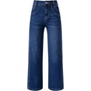 image:imageSidefeel Womens Wide Leg Jeans High Waisted Stretchy Denim Pants  Soft Cozy Denim Cute Patchwork Details Full Length Basic 5 Pockets Relaxed Fit Trendy Jeans for Daily Office Street WearBluing
