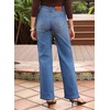 image:imageSidefeel Womens Wide Leg Jeans High Waisted Stretchy Denim Pants  Soft Cozy Denim Cute Patchwork Details Full Length Basic 5 Pockets Relaxed Fit Trendy Jeans for Daily Office Street WearLight Blue