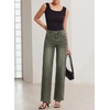 image:imageSidefeel Womens Wide Leg Jeans High Waisted Stretchy Denim Pants  Soft Cozy Denim Cute Patchwork Details Full Length Basic 5 Pockets Relaxed Fit Trendy Jeans for Daily Office Street WearGreen