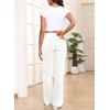 image:imageSidefeel Womens Wide Leg Jeans High Waisted Stretchy Denim Pants  Soft Cozy Denim Cute Patchwork Details Full Length Basic 5 Pockets Relaxed Fit Trendy Jeans for Daily Office Street WearCream White
