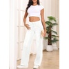 image:imageSidefeel Womens Wide Leg Jeans High Waisted Stretchy Denim Pants  Soft Cozy Denim Cute Patchwork Details Full Length Basic 5 Pockets Relaxed Fit Trendy Jeans for Daily Office Street WearCream White